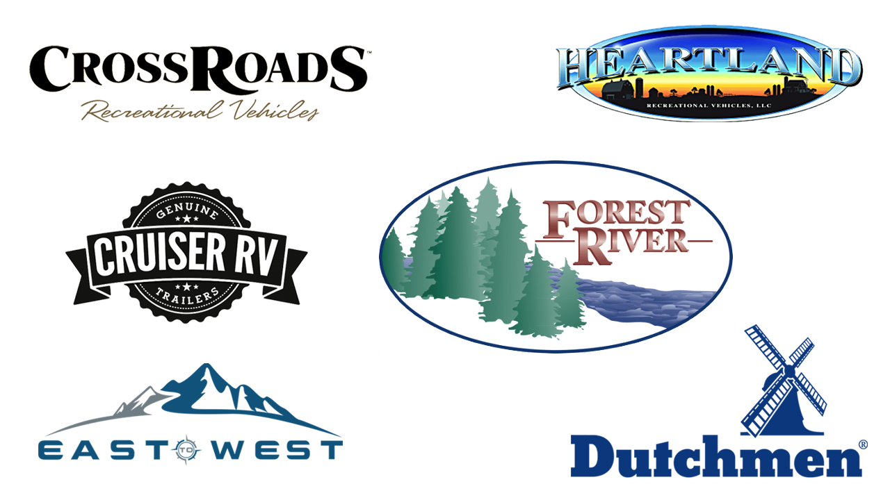 RV Manufacturer Logos, Forest River, Heartland, Dutchmen, East to West, Cruiser RV, CrossRoads